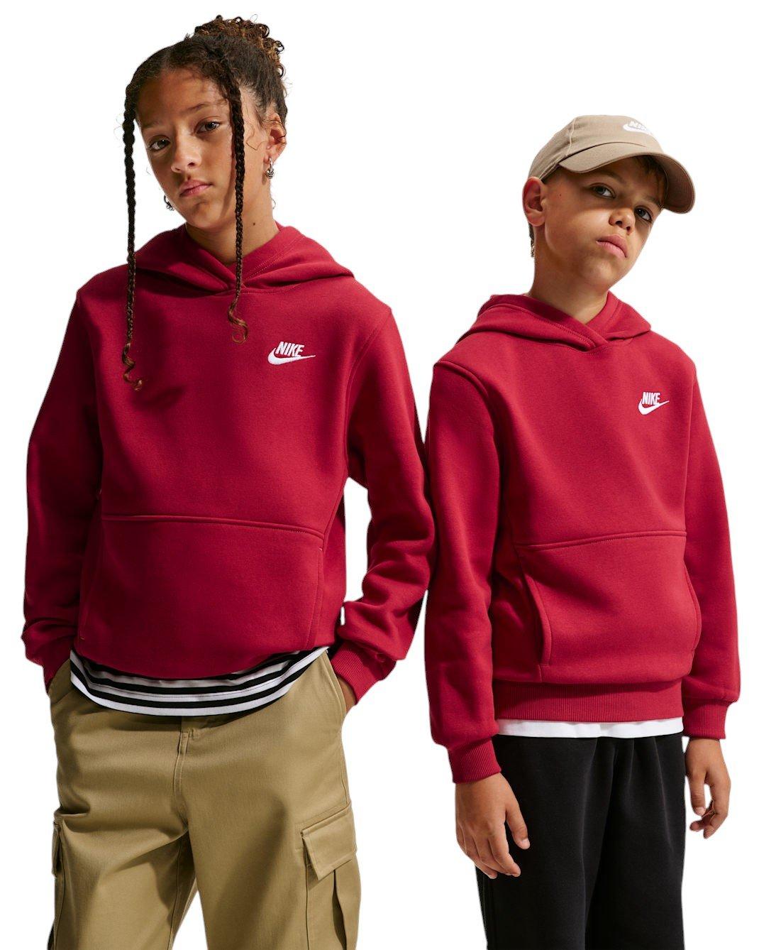 Nike Big Kids' Sportswear Club Fleece Pullover Hoodie - Red - RED